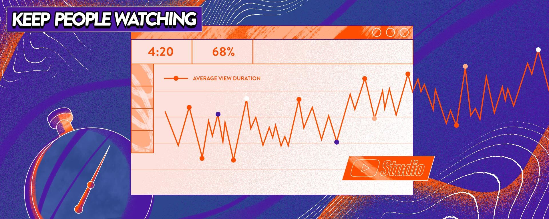 Illustration of YouTube Analytics showing increased watch time.