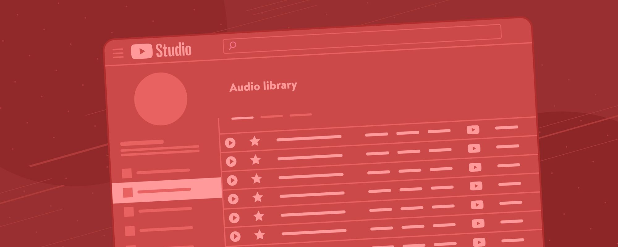 Illustration of the YouTube Audio Library user interface.