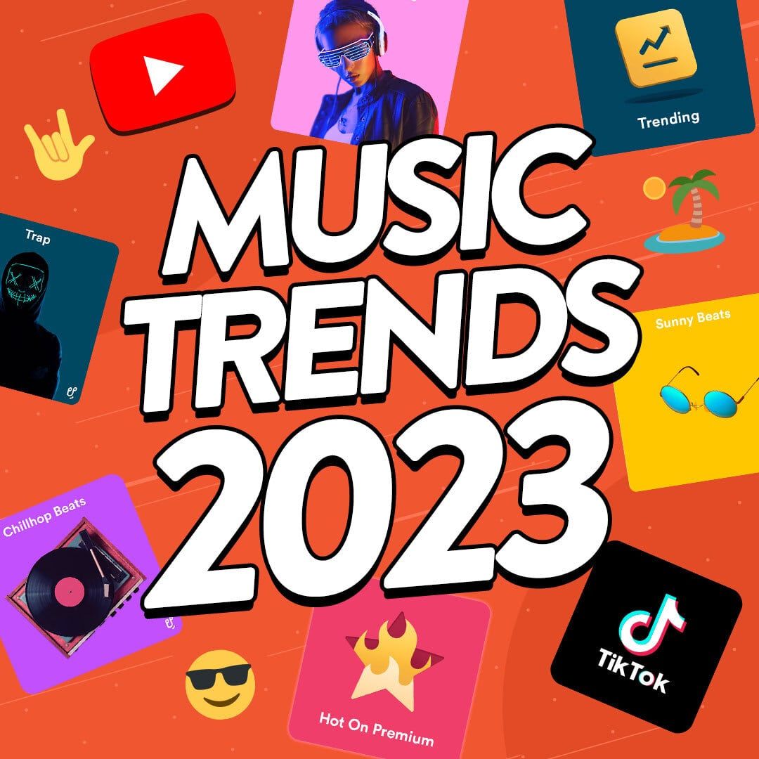 Illustration showing some of the music trends for content creators in 2023.