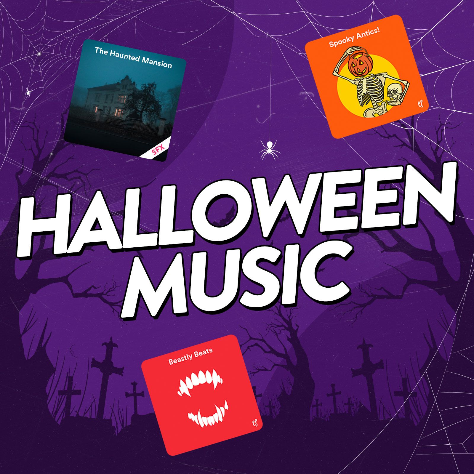 Image to accompany article outlining the best royalty-free Halloween music for creators.