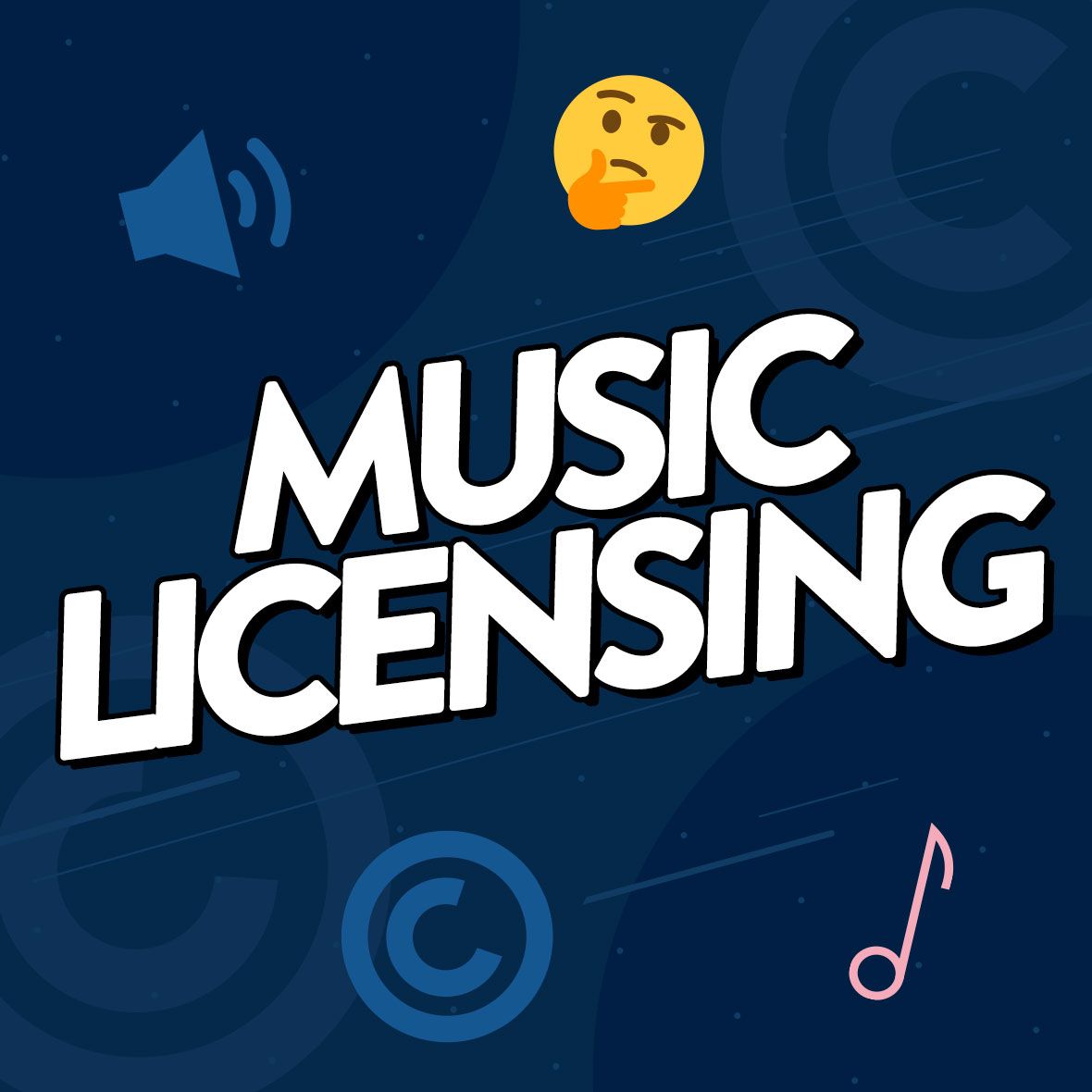 Imagery relating to music and copyright with the text 'Music Licensing' over the top.