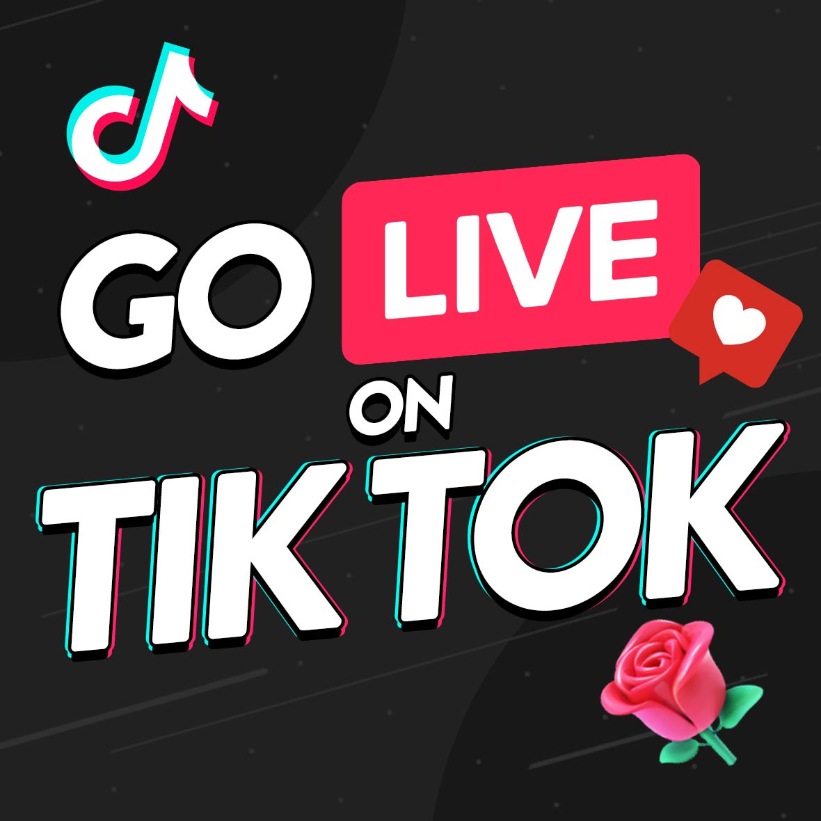 Icons taken from TikTok with text that reads 'Go Live on TikTok' over the top.