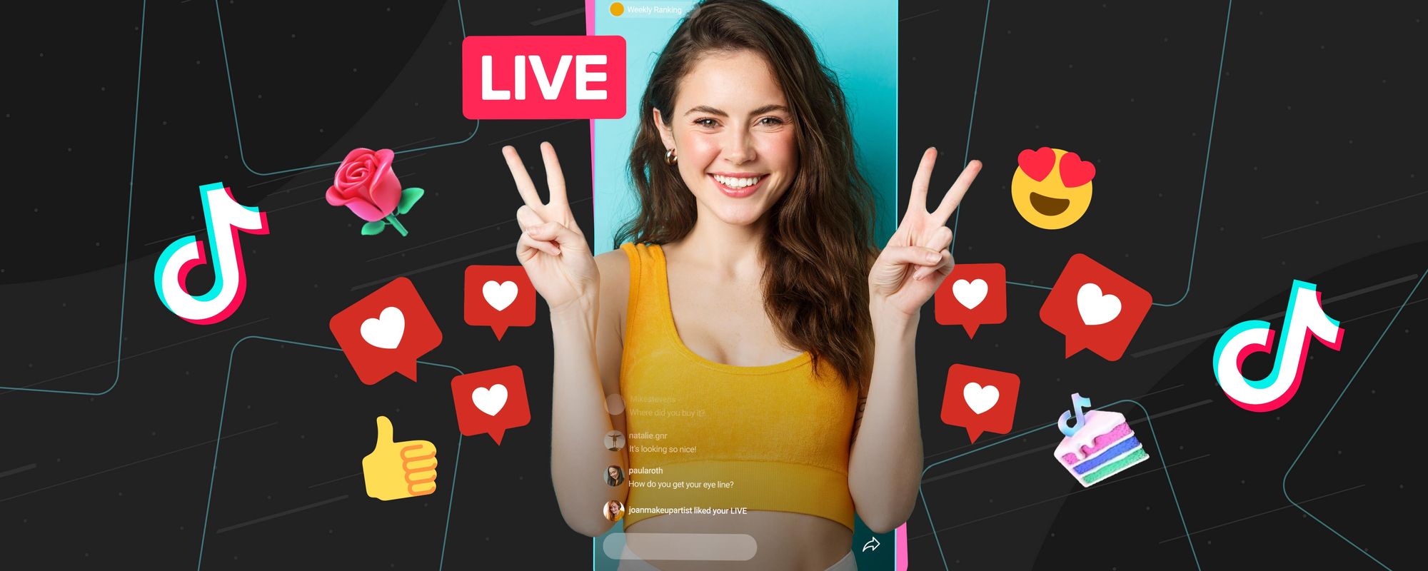 Image of a content creator looking happy whilst streaming on TikTok LIVE.