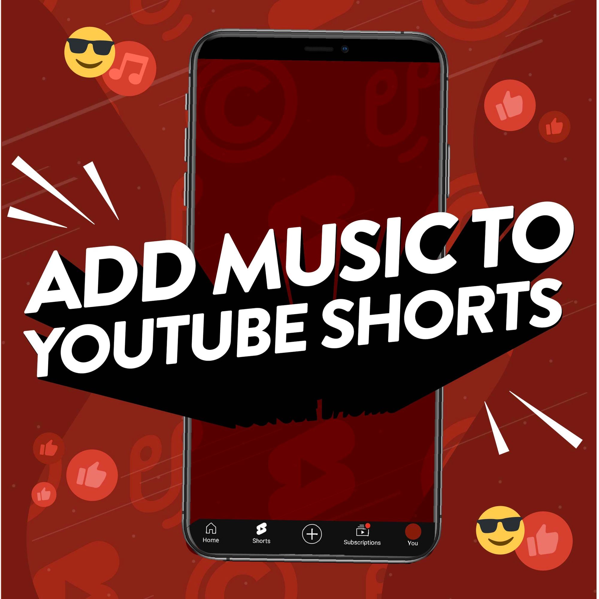 Image of a phone with text over the top that reads 'Add music to YouTube Shorts'.