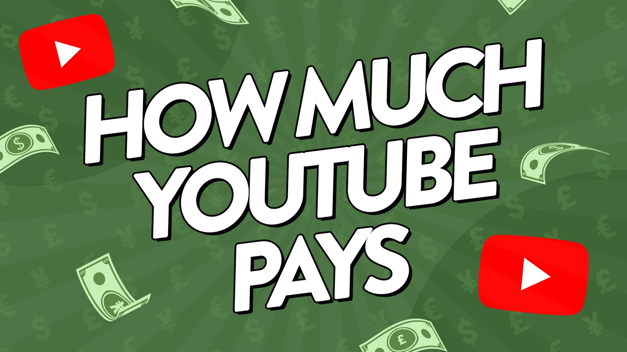 Image showing YouTube logos and money with text over the top that says 'How much YouTube pays'.