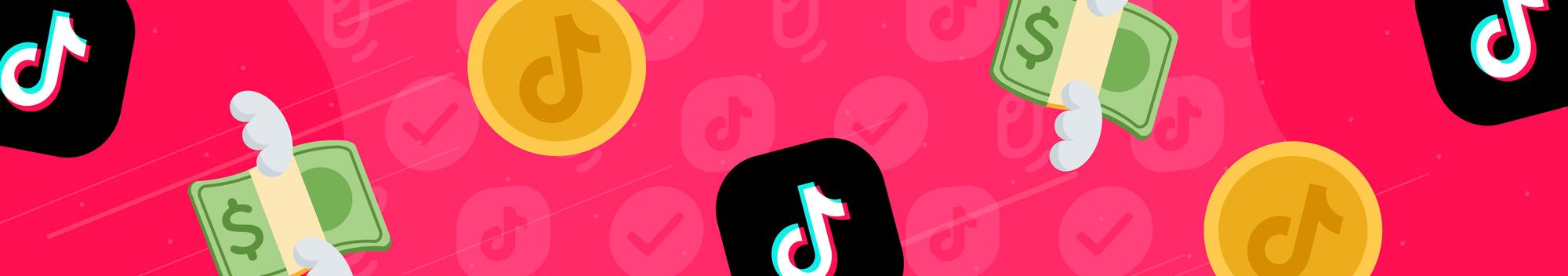 Image showing the TikTok logo and money-related emojis.