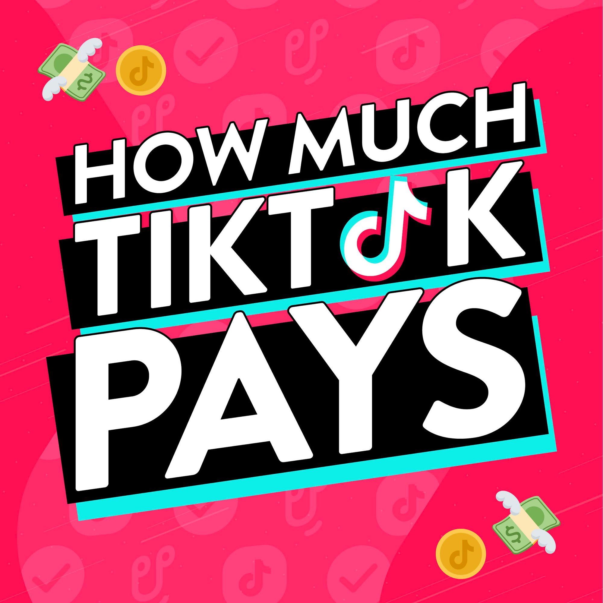 Image featuring emojis relating to money with text that says 'How much TikTok pays' over the top.