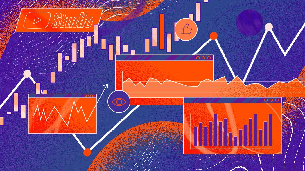 Illustration inspired by YouTube Analytics with elements taken from YouTube Studio.