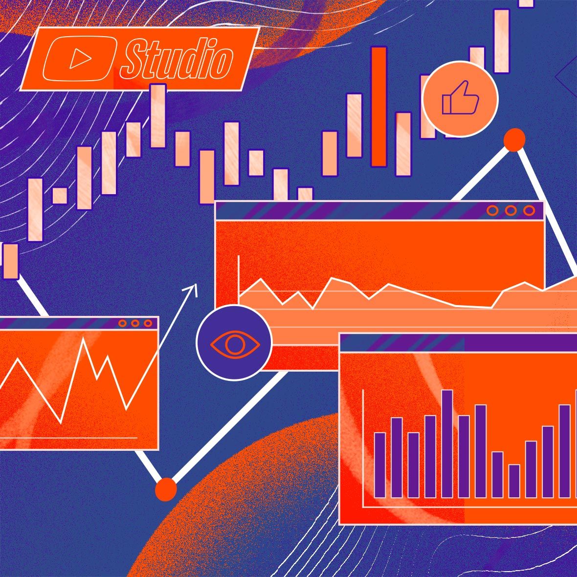 Illustration inspired by YouTube Analytics with elements taken from YouTube Studio.