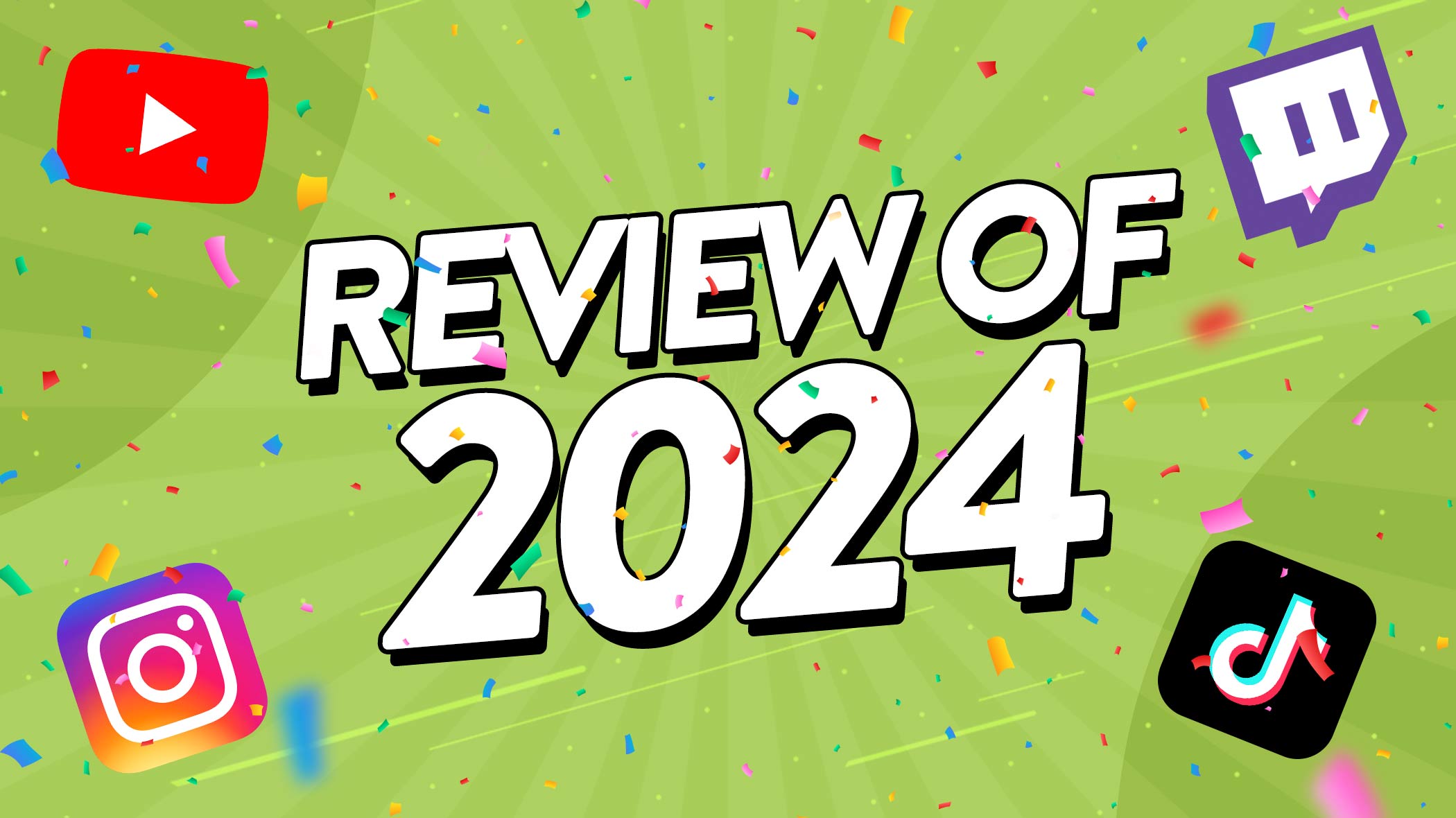 Image of confetti with text that says 'Review of 2024' over the top.