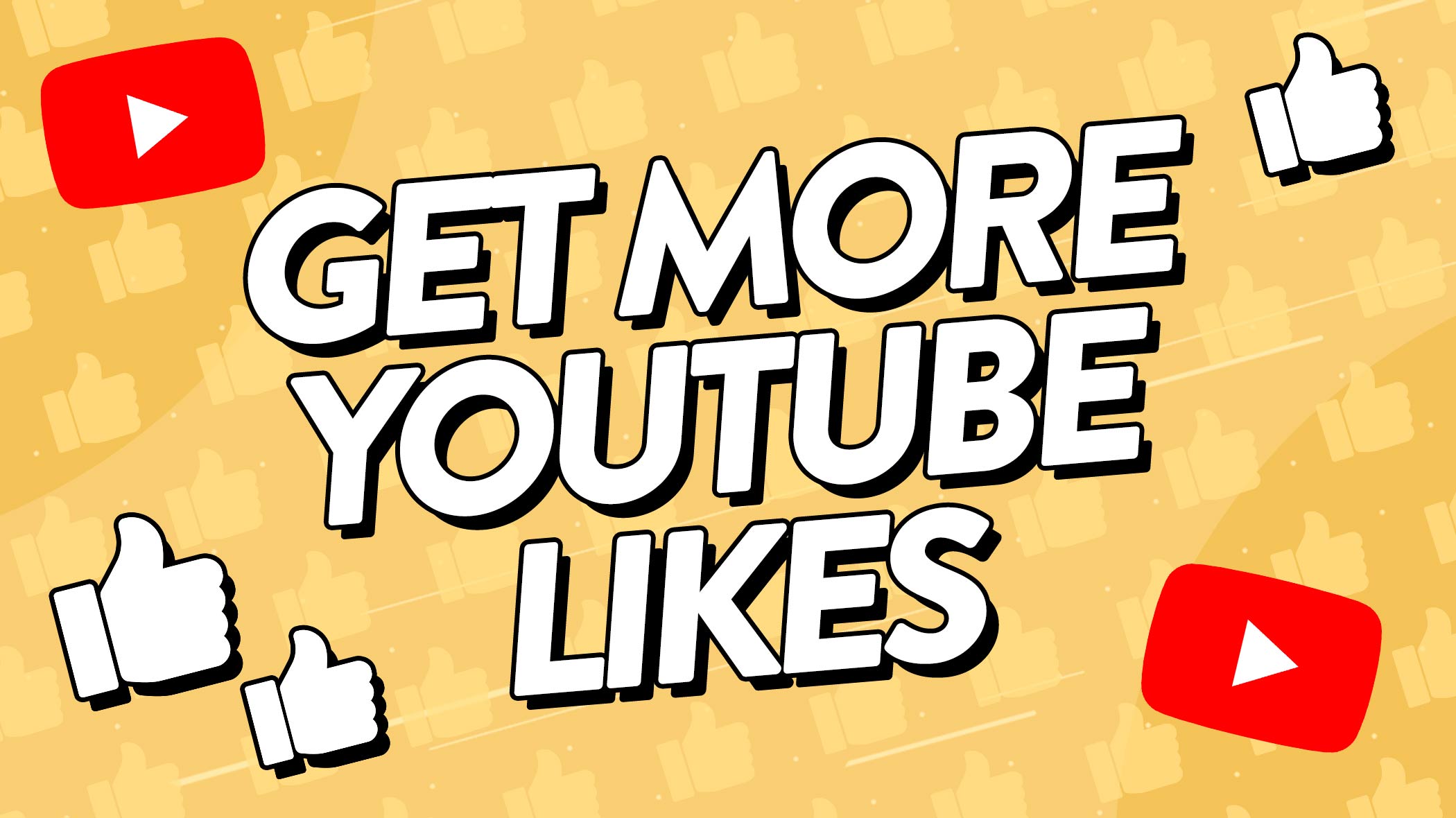 A graphic made up of the YouTube thumbs up icon with text that says 'Get More YouTube Likes' over the top.