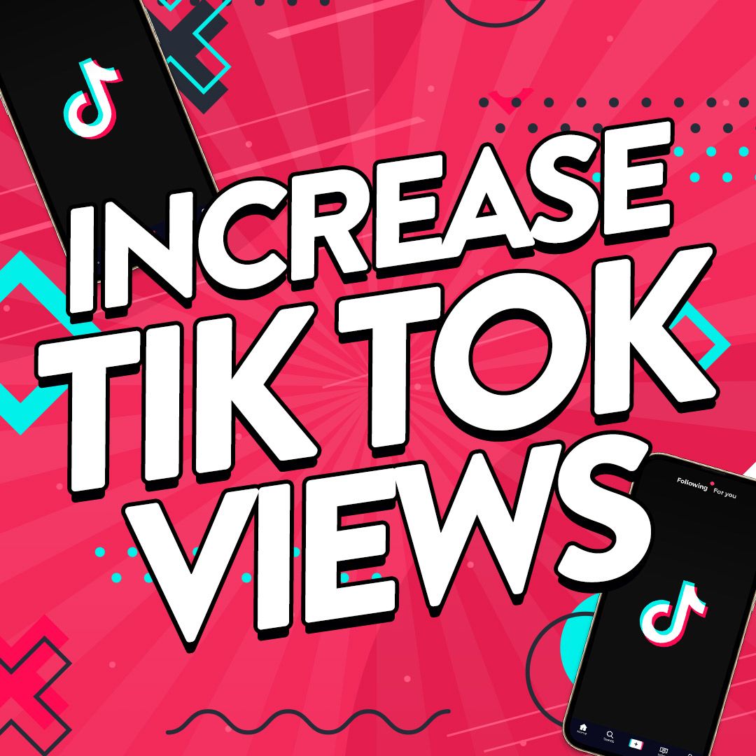 Abstract illustration of phones featuring the TikTok symbol with copy that says 'Increase TikTok Views' over the top.