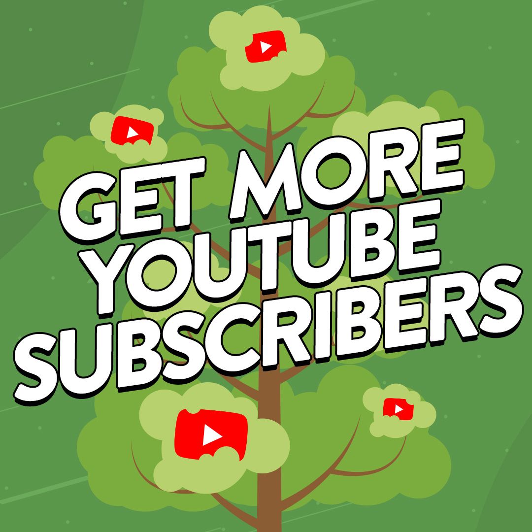 Image of a tree that appears to be growing YouTube logos with text over the top that reads 'Get More YouTube Subscribers.'