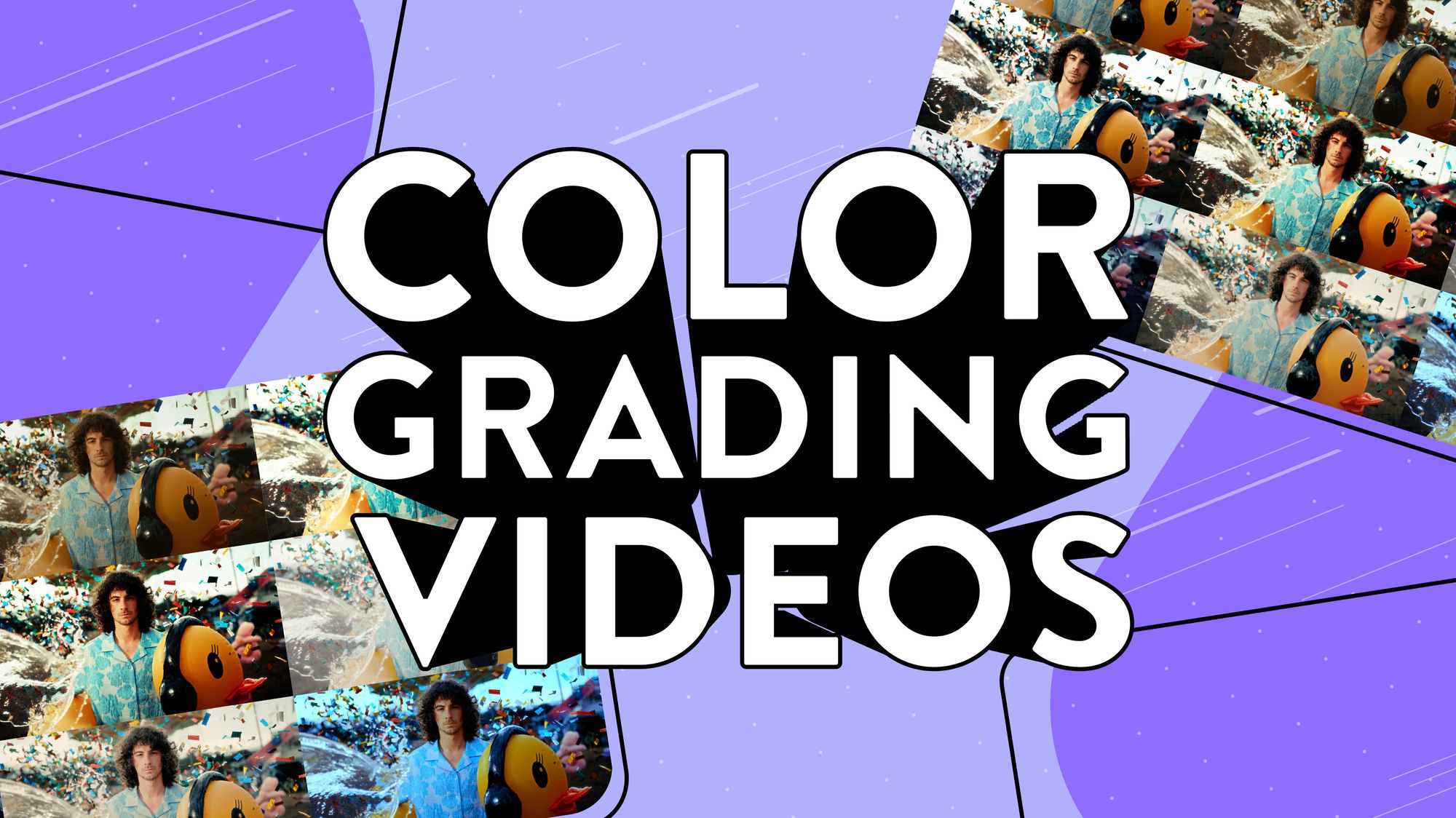 An image showing examples of color grading, with text over the top that says 'color grading video.'