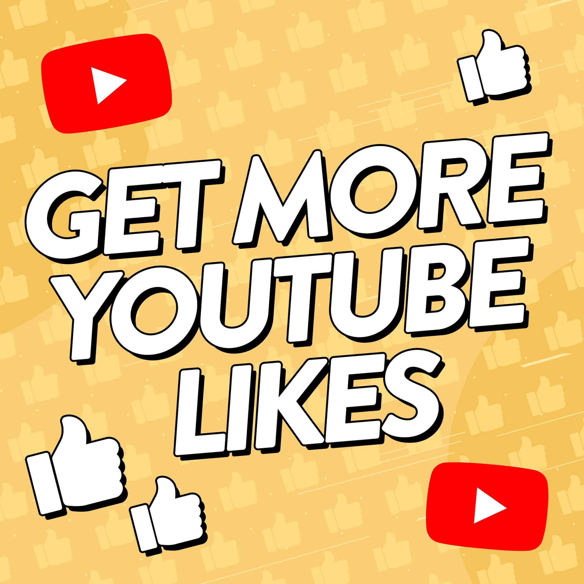 Image of YouTube logos and like icons with text that says 'get more YouTube likes' over the top.